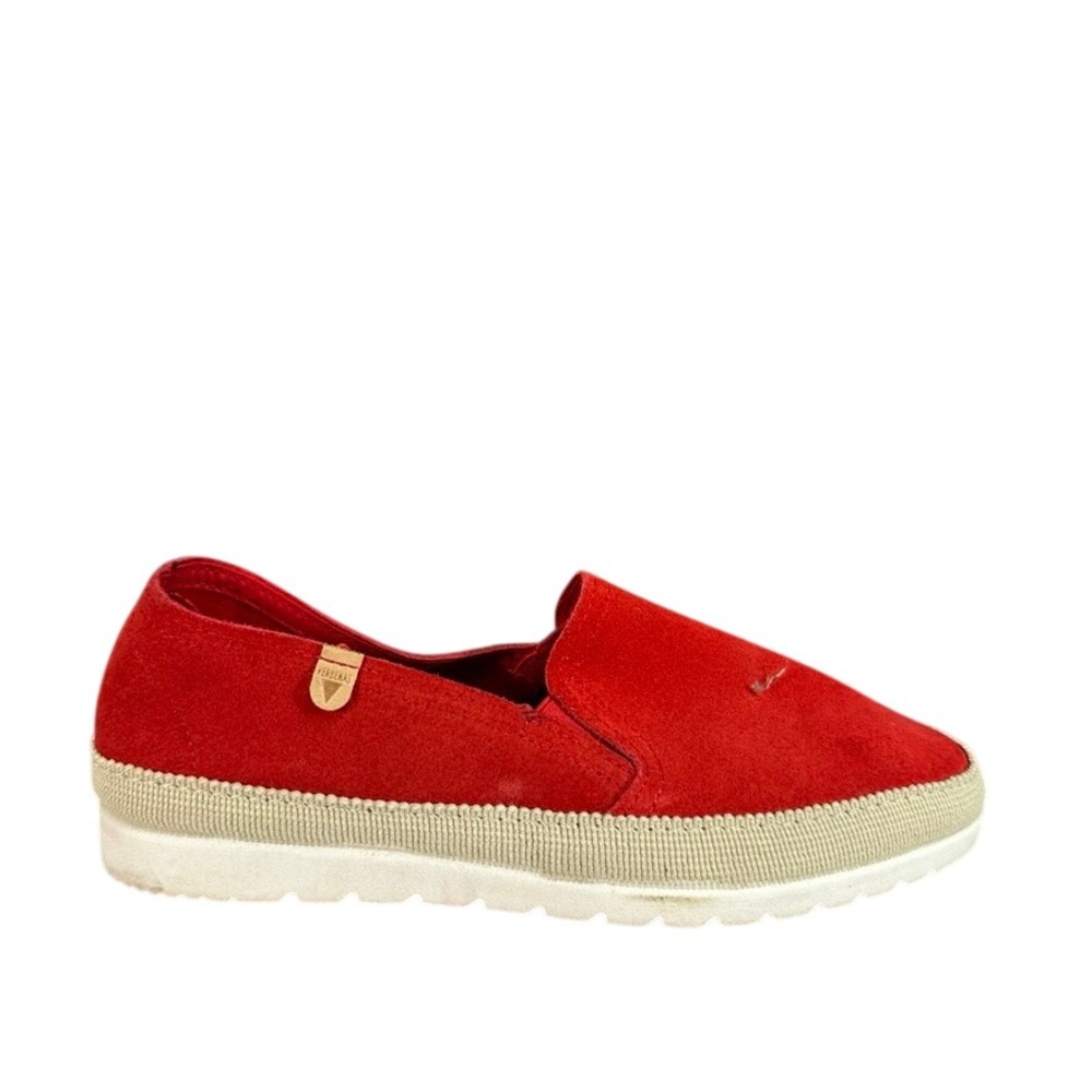 Verbenas Red Suede Slip On Espadrille Flats Shoes Made in Spain Womens 37